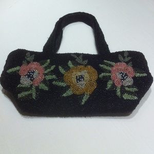 Christiana Black Beaded Flowered Bag